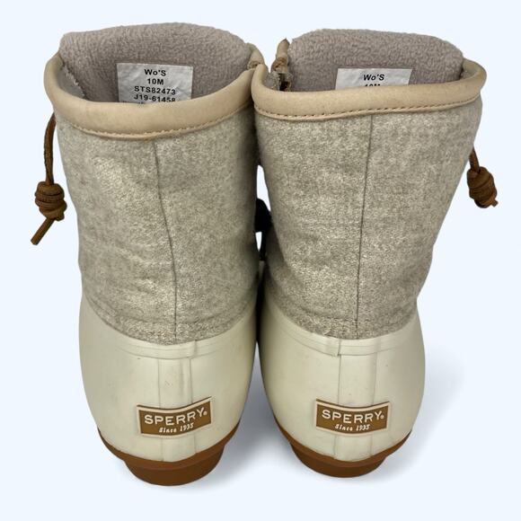 Sperry Women's Saltwater Embossed Wool Duck Boots Ivory 10M US - Picture 4 of 8